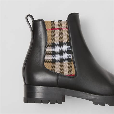 burberry chelsea boots size alvin|Check Panel Leather Chelsea Boots in Black .